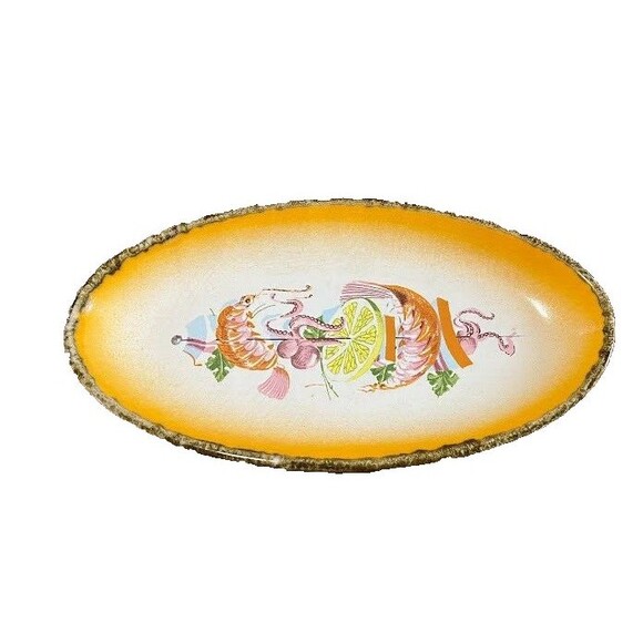 Ceramica Made in Italy Painted Seafood on a Skewer Serving Plate 11.25"  x 6.5" - Picture 4 of 4